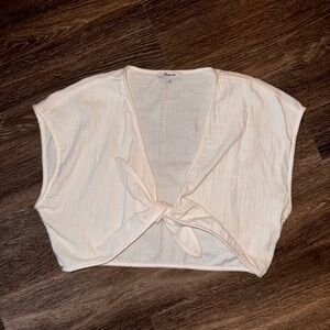 Madewell Cotton Cream Tie-Front Top